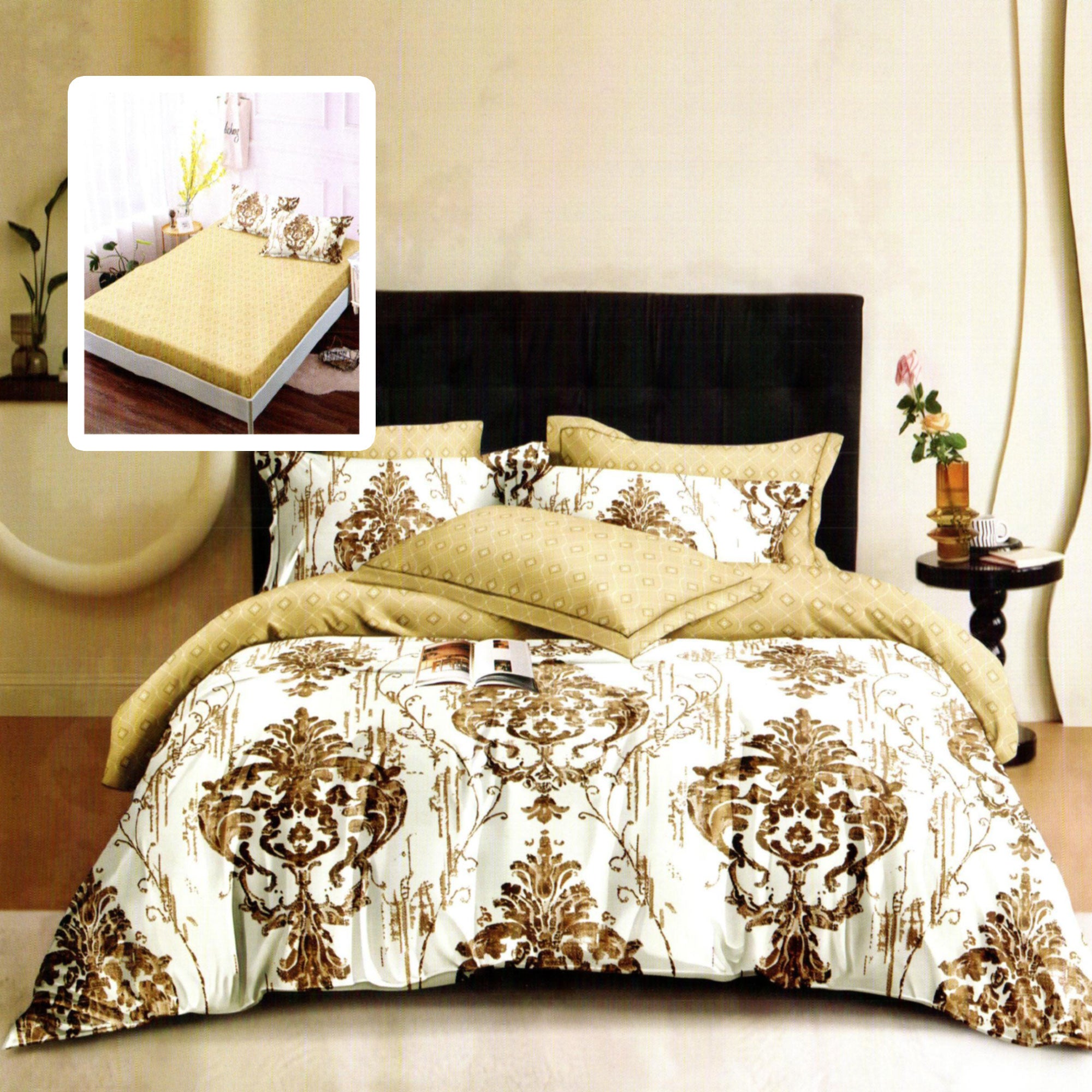 LENJERIE FINET 6 PIESE CU HUSĂ - 160x200 ȘI 180x200 (GREES-VH)